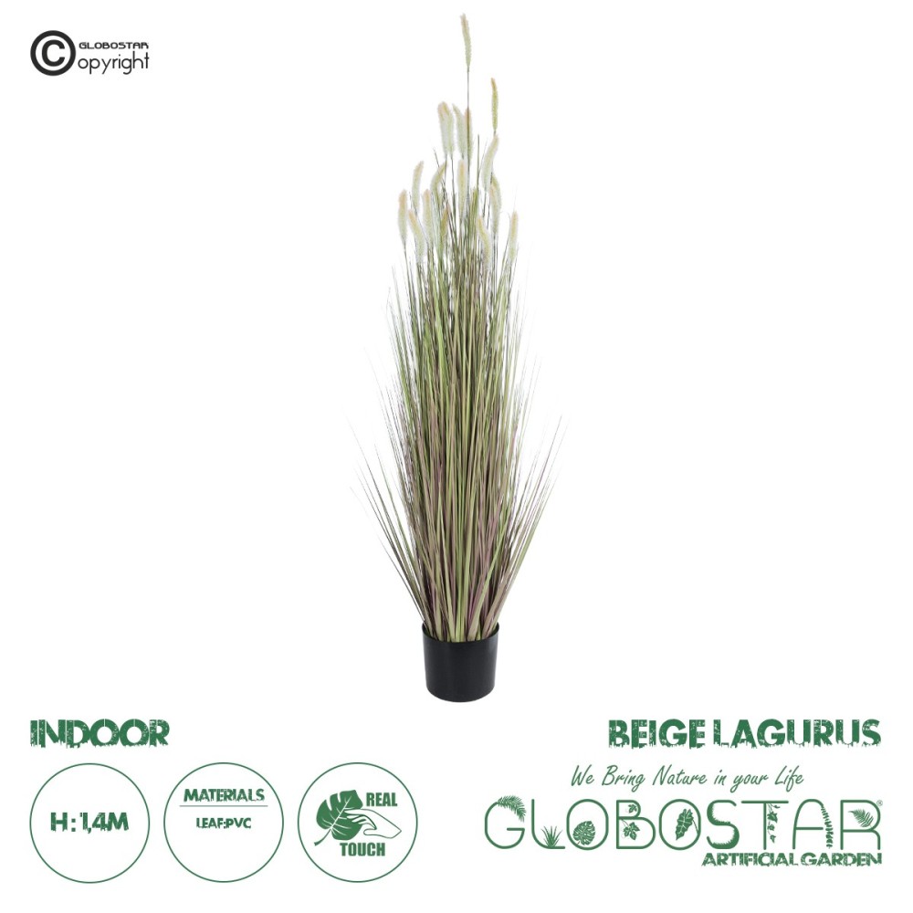 GloboStar® Artificial Garden BEIGE LAGURUS 21102 Διακοσμητικό Φυτό Μπεζ Λαγοουρά Υ140cm